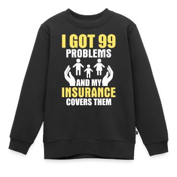 Drôle de courtier d’assurance - Sweat Premium enfant bio - noir - Devant - AI Model Kid Female (0cm)