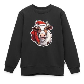 Vache Vache Crâne Vache Noël Vache laitière - Sweat Premium enfant bio - noir - Devant - AI Model Kid Female (0cm)
