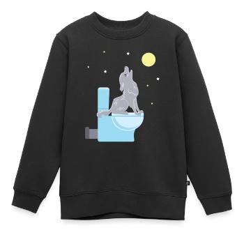 Wolf Toilet Toilet Howling Wilderness Wild Animal - Kids Premium Organic Sweatshirt - black - Front - AI Model Kid Female (0cm)