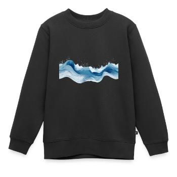 Motif ondulatoire dans le style ligne - symphonie dans les tons de bleu - Sweat Premium enfant bio - noir - Devant - AI Model Kid Female (0cm)