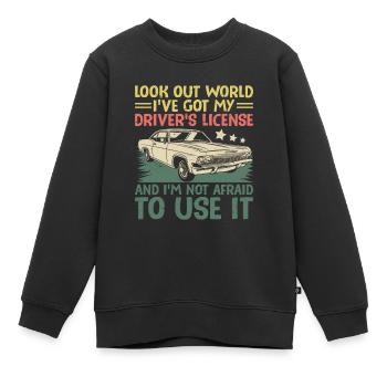 Permis de conduire passé Nouveau permis de conduire S - Sweat Premium enfant bio - noir - Devant - AI Model Kid Female (0cm)