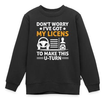 Permis de conduire passé Nouveau permis de conduire S - Sweat Premium enfant bio - noir - Devant - AI Model Kid Female (0cm)
