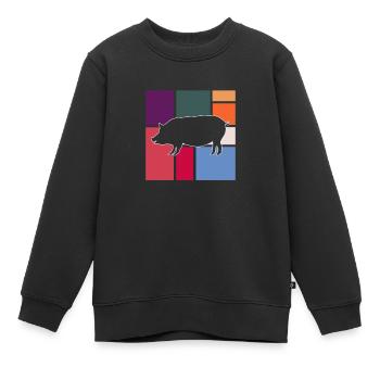 Cochon - Sweat Premium enfant bio - noir - Devant - AI Model Kid Female (0cm)