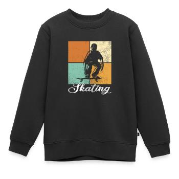 Patinage - Sweat Premium enfant bio - noir - Devant - AI Model Kid Female (0cm)