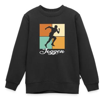 Joggen - Kinder Premium Organic Sweatshirt - Schwarz - Vorne - AI Model Kid Female (0cm)