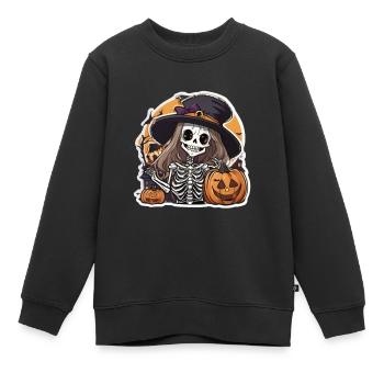 Sorcière Halloween Sorcières Chapeau Sorcières Balai Sorcière Citrouille - Sweat Premium enfant bio - noir - Devant - AI Model Kid Female (0cm)