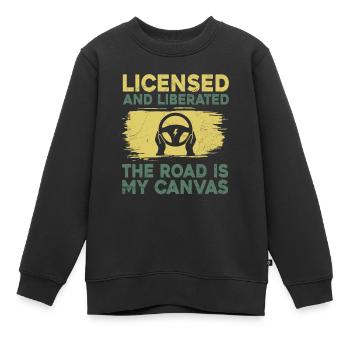 Permis de conduire passé Nouveau permis de conduire S - Sweat Premium enfant bio - noir - Devant - AI Model Kid Female (0cm)