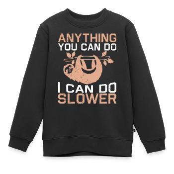 Faultier Schlaf Spruch - Kinder Premium Organic Sweatshirt - Schwarz - Vorne - AI Model Kid Female (0cm)