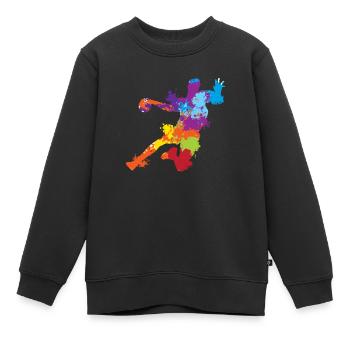 Splash Art Basketball Player Paint Splatter - Sweat Premium enfant bio - noir - Devant - AI Model Kid Female (0cm)