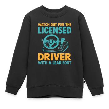 Permis de conduire passé Nouveau permis de conduire S - Sweat Premium enfant bio - noir - Devant - AI Model Kid Female (0cm)