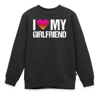Ich liebe meine Freundin Herz, meine Freundin Vintage - Kinder Premium Organic Sweatshirt - Schwarz - Vorne - AI Model Kid Female (0cm)