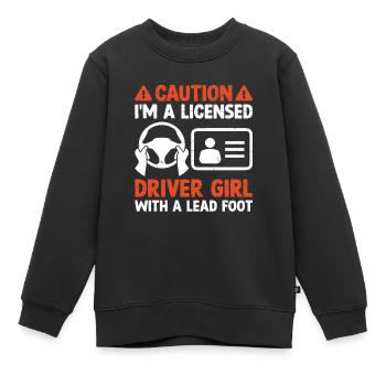 Permis de conduire passé Nouveau permis de conduire S - Sweat Premium enfant bio - noir - Devant - AI Model Kid Female (0cm)