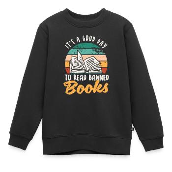 Es ist ein guter Tag, um verbotene Bücher zu lesen - Kinder Premium Organic Sweatshirt - Schwarz - Vorne - AI Model Kid Female (0cm)