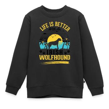 Irischer Wolfshund Irish Wolfhound - Kinder Premium Organic Sweatshirt - Schwarz - Vorne - AI Model Kid Female (0cm)