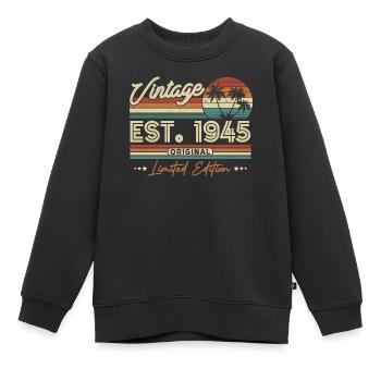 Vintage Geburtstagsgeschenk 1945 - Kinder Premium Organic Sweatshirt - Schwarz - Vorne - AI Model Kid Female (0cm)