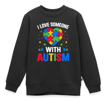 Ich liebe jemanden mit Autismus Lustiges Autismus-Spektrum - Kinder Premium Organic Sweatshirt - Schwarz - Vorne - AI Model Kid Female (0cm)