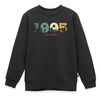 Cadeau vintage 1995 - Sweat Premium enfant bio - noir - Devant - AI Model Kid Female (0cm)