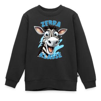 Cartoon Zebraklasse Grundschule Klassentier Zebra - Kinder Premium Organic Sweatshirt - Schwarz - Vorne - AI Model Kid Female (0cm)