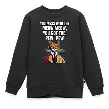 Chemise Chat Chat Cadeau Idée Mastic - Sweat Premium enfant bio - noir - Devant - AI Model Kid Female (0cm)