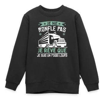 Drôle Humoristique Poids Lourd - Sweat Premium enfant bio - noir - Devant - AI Model Kid Female (0cm)