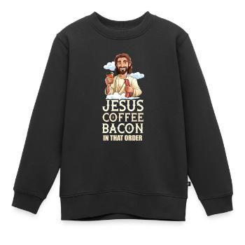 Bacon Speck Kaffee - Kinder Premium Organic Sweatshirt - Schwarz - Vorne - AI Model Kid Female (0cm)