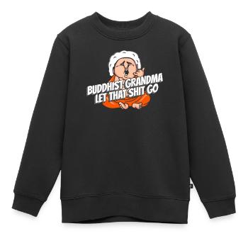 Bouddha bouddhiste drôle - Sweat Premium enfant bio - noir - Devant - AI Model Kid Female (0cm)