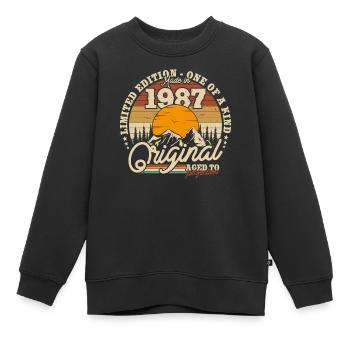 Vintage 1987 Surprise d’anniversaire - Sweat Premium enfant bio - noir - Devant - AI Model Kid Female (0cm)