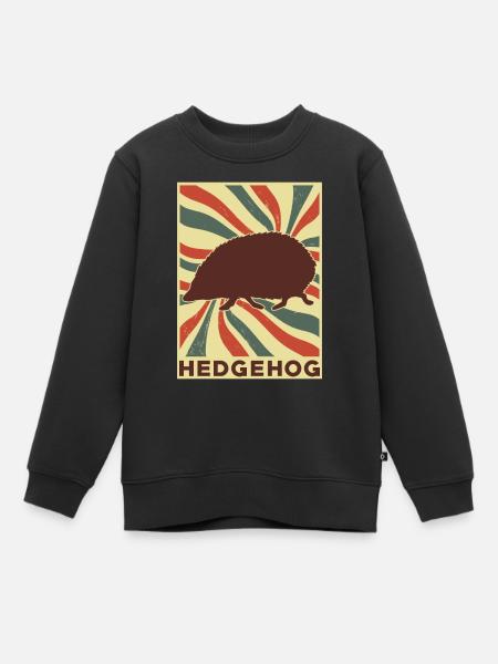Igel Retro Vintage - Kinder Premium Organic Sweatshirt - Schwarz