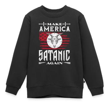 Satan rend l’Amérique satanique à nouveau occulte - Sweat Premium enfant bio - noir - Devant - AI Model Kid Female (0cm)