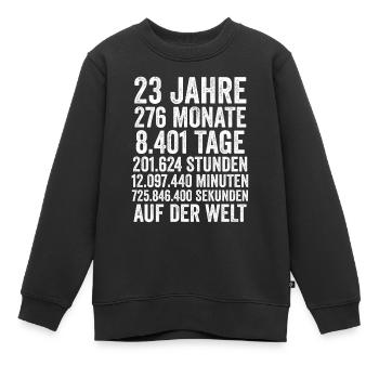 23 Jahre Dreiundzwanzigster Geburtstag - Kinder Premium Organic Sweatshirt - Schwarz - Vorne - AI Model Kid Female (0cm)