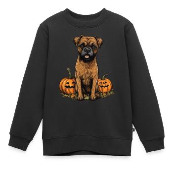 Border Terrier Hundekürbis Faule Halloween-Party - Kinder Premium Organic Sweatshirt - Schwarz - Vorne - AI Model Kid Female (0cm)