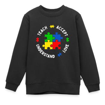Autismus-Bewusstsein, Lehrer, Lehren, Akzeptieren, Verstehen - Kinder Premium Organic Sweatshirt - Schwarz - Vorne - AI Model Kid Female (0cm)