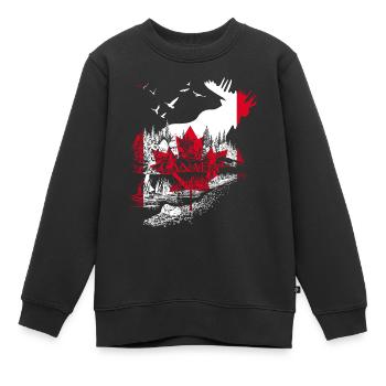 ELCH KANADA FLAGGE URLAUB - Kinder Premium Organic Sweatshirt - Schwarz - Vorne - AI Model Kid Female (0cm)
