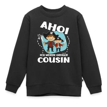 Pirat bald Großer Cousin Werde Großer Cousin - Kinder Premium Organic Sweatshirt - Schwarz - Vorne - AI Model Kid Female (0cm)