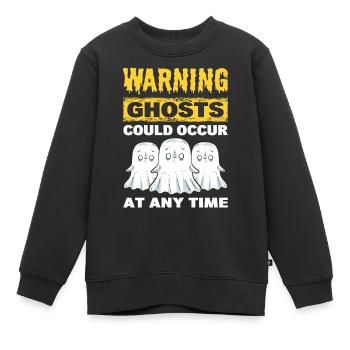 Warnung Geister können jederzeit auftauchen - Kinder Premium Organic Sweatshirt - Schwarz - Vorne - AI Model Kid Female (0cm)