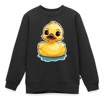 Gelbe Gummiente Badeente - Kinder Premium Organic Sweatshirt - Schwarz - Vorne - AI Model Kid Female (0cm)