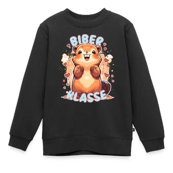 Süßes Biberklasse Grundschule Klassentier Biber - Kinder Premium Organic Sweatshirt - Schwarz - Vorne - AI Model Kid Female (0cm)