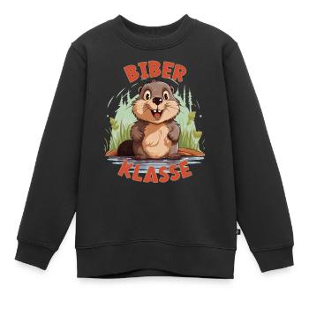 Cartoon Biberklasse Grundschule Klassentier Biber - Kinder Premium Organic Sweatshirt - Schwarz - Vorne - AI Model Kid Female (0cm)