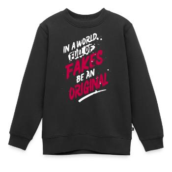 Be an original - Kids Premium Organic Sweatshirt - black - Front - AI Model Kid Female (0cm)