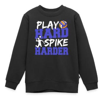 Joueur de volleyball Spiker Funny Play Hard Spike Har - Sweat Premium enfant bio - noir - Devant - AI Model Kid Female (0cm)