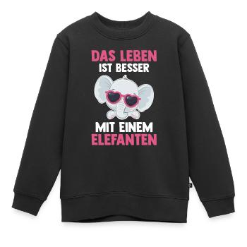 Elefant Elefanten - Kinder Premium Organic Sweatshirt - Schwarz - Vorne - AI Model Kid Female (0cm)
