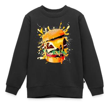 Cheeseburger Burger Lovers - Sweat Premium enfant bio - noir - Devant - AI Model Kid Female (0cm)