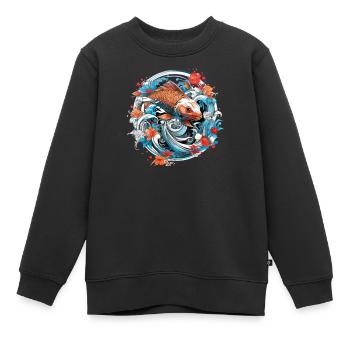Koi Fish Koi carpe Koi Garden Pond Koi - Sweat Premium enfant bio - noir - Devant - AI Model Kid Female (0cm)