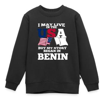 Bénin États-Unis - Sweat Premium enfant bio - noir - Devant - AI Model Kid Female (0cm)