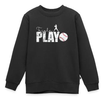 Triple Play Baseball - Kinder Premium Organic Sweatshirt - Schwarz - Vorne - AI Model Kid Female (0cm)