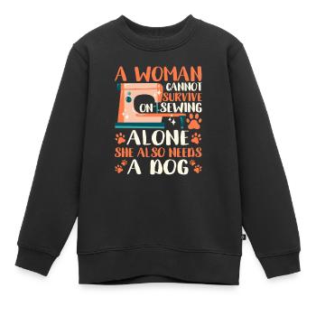 Eine Frau kann nicht nur vom Nähen leben - Kinder Premium Organic Sweatshirt - Schwarz - Vorne - AI Model Kid Female (0cm)