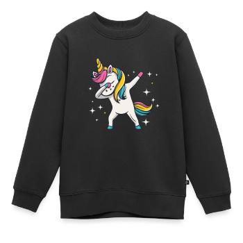Dabbing Licorne Licorne Dab Dabbing Trend Dance - Sweat Premium enfant bio - noir - Devant - AI Model Kid Female (0cm)