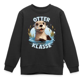 Cartoon Otterklasse Grundschule Klassentier Otter - Kinder Premium Organic Sweatshirt - Schwarz - Vorne - AI Model Kid Female (0cm)