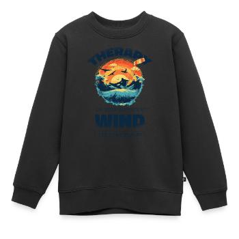 kitesurf kitesurf kitesurf kitesurf drôle - Sweat Premium enfant bio - noir - Devant - AI Model Kid Female (0cm)