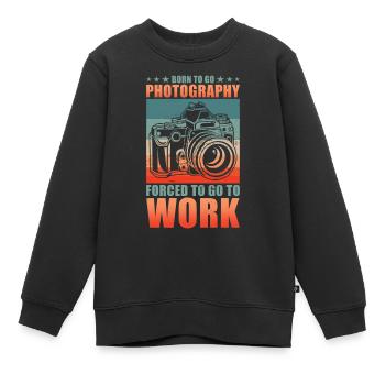 Photographe Né pour photographier pour travailler - Sweat Premium enfant bio - noir - Devant - AI Model Kid Female (0cm)